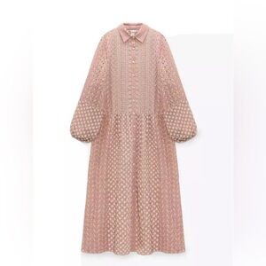 Zara Beautiful bohemian Oversized Sleeve Floral Embroidered Tunic Zara Dress